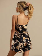 Pure Silk Dragon Print Spaghetti Strap V Neck Camisole Set