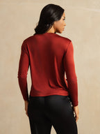 Women's Pure Silk Long Sleeve Round Neck Top