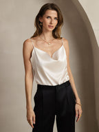 19Momme Silk Cowl Neck Camisole Top