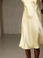100% Mulberry Silk Cap Sleeve V-neck Midi Nightgown