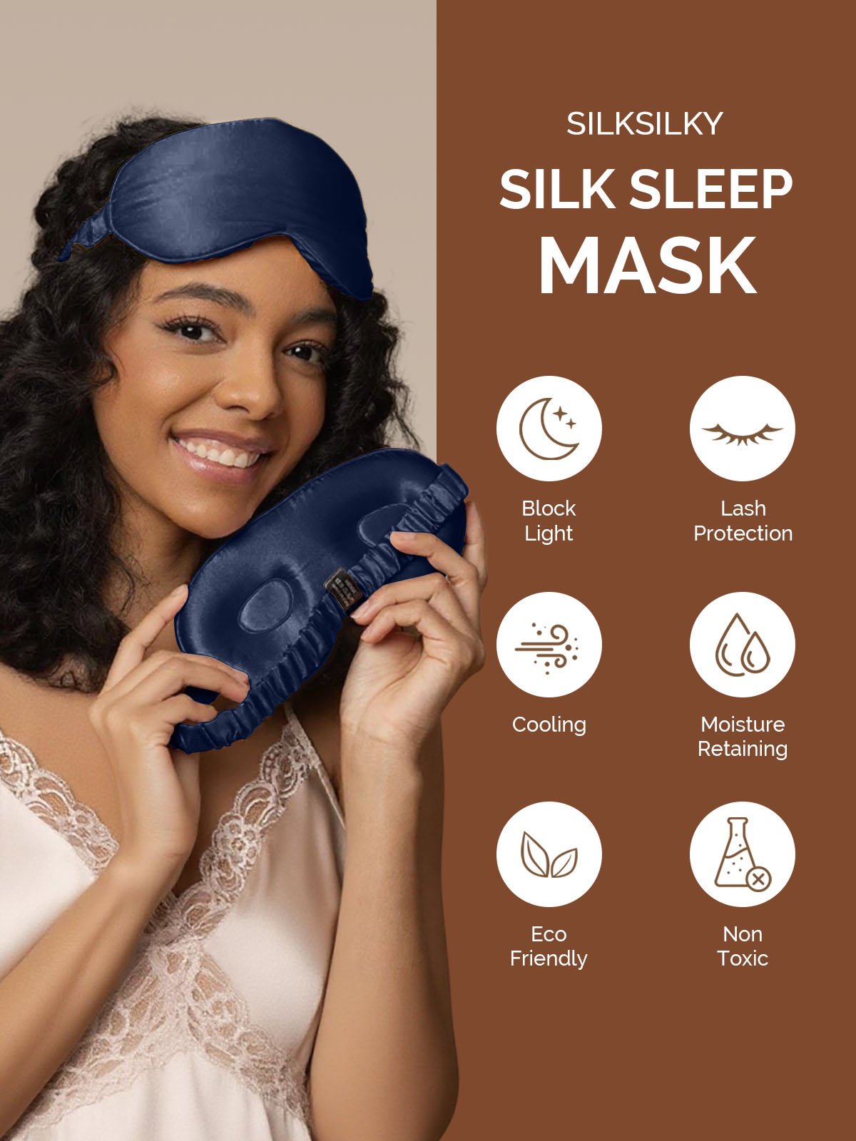 22Momme Pure Silk 3D Contoured Adjustable Eye Mask