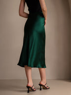 100% Mulberry Silk Stretch Long Straight Skirt