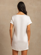 19Momme Washable Silk Short Sleeve Round Neck Short Nightgown
