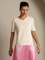 Pure Silk V-Neck Women's T-Shirt