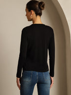 Women's Pure Silk Long Sleeve Round Neck Top