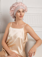 100% Mulberry Silk  Casual Bonnet with Long Ribbons (Two-tone and Double-sided)