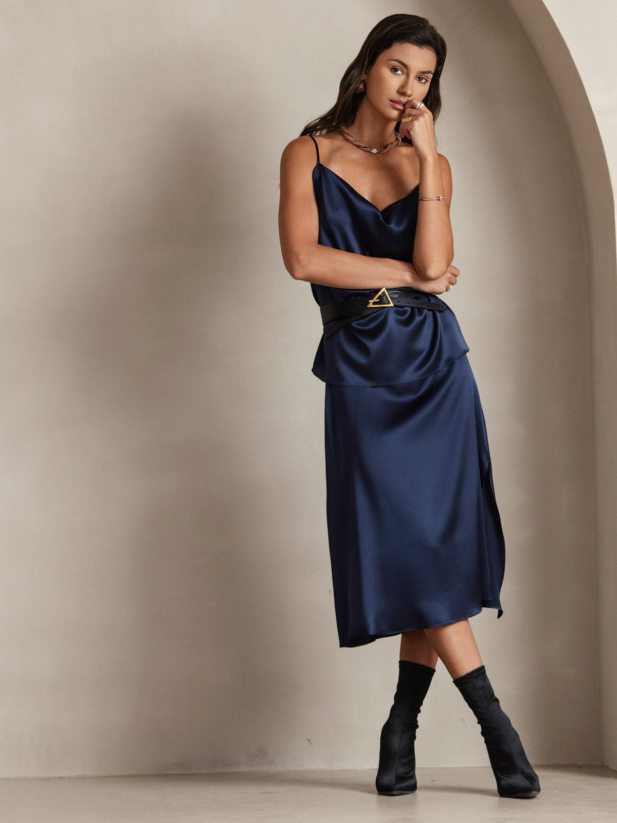 19Momme Silk Cowl Neck Camisole Top