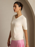 Pure Silk V-Neck Women's T-Shirt