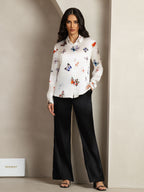 19Momme Silk Long Sleeve Lapel Collar Women's Shirt with Button Up Design