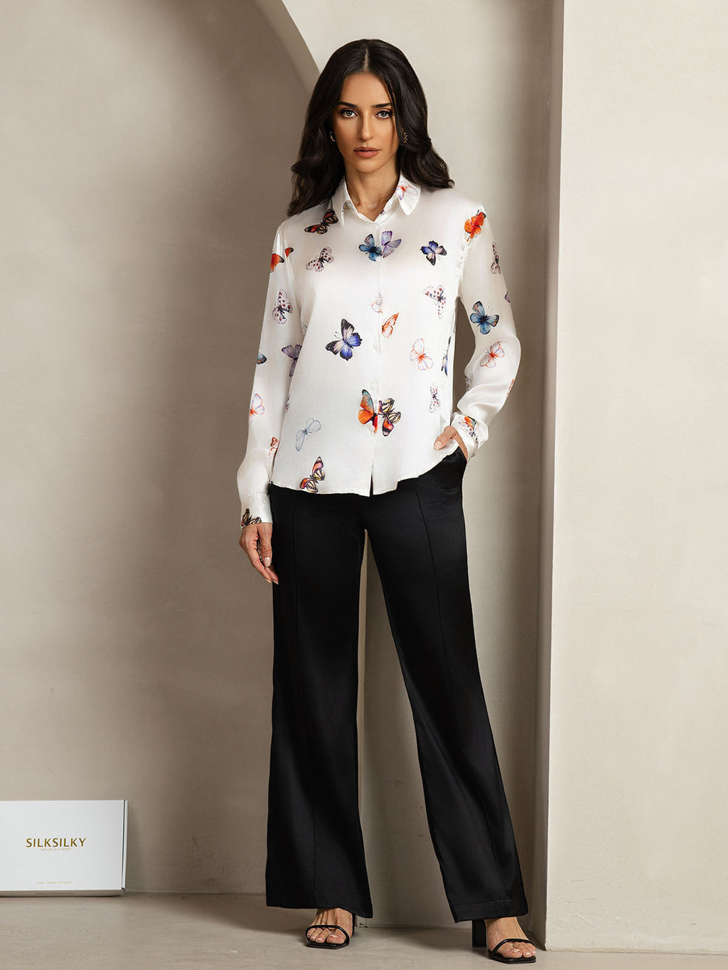 Women's 19 Momme Silk Long Sleeves Button-Up Shirt