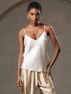 100% Mulberry Silk Spaghetti Strap V Neck Camisole Top
