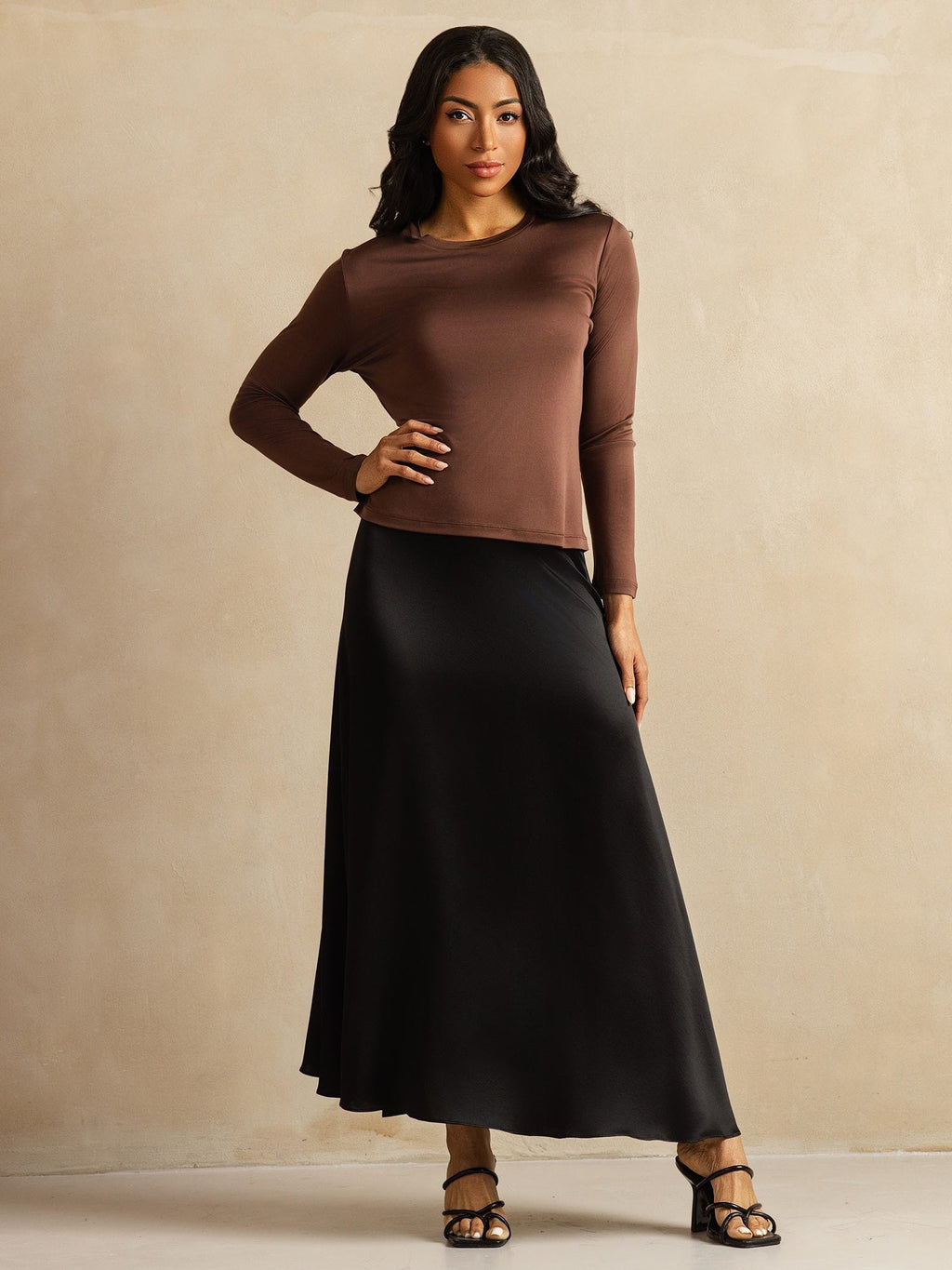Women's Pure Silk Long Sleeve Round Neck Top