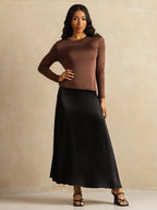 Women's Pure Silk Long Sleeve Round Neck Top