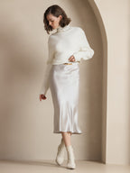 100% Mulberry Silk Stretch Long Straight Skirt