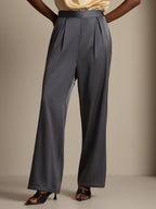 19Momme Silk High Waist Wide Leg Pleated Women's Pants