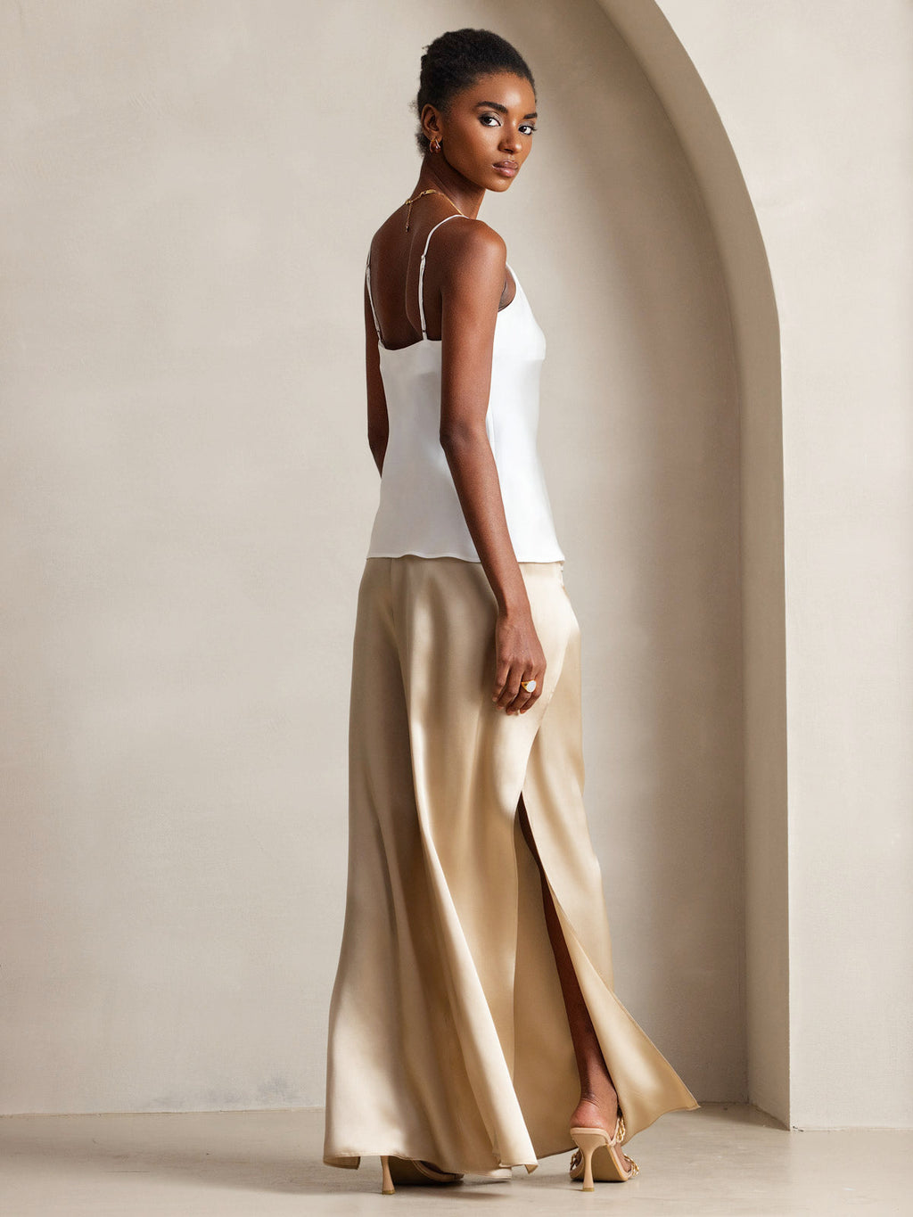 100% Mulberry Silk Spaghetti Strap V Neck Camisole Top