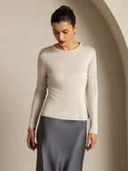 Women's Pure Silk Long Sleeve Round Neck Top