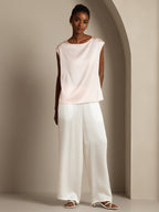19Momme Silk Cap Sleeve Round Neck Women's Top