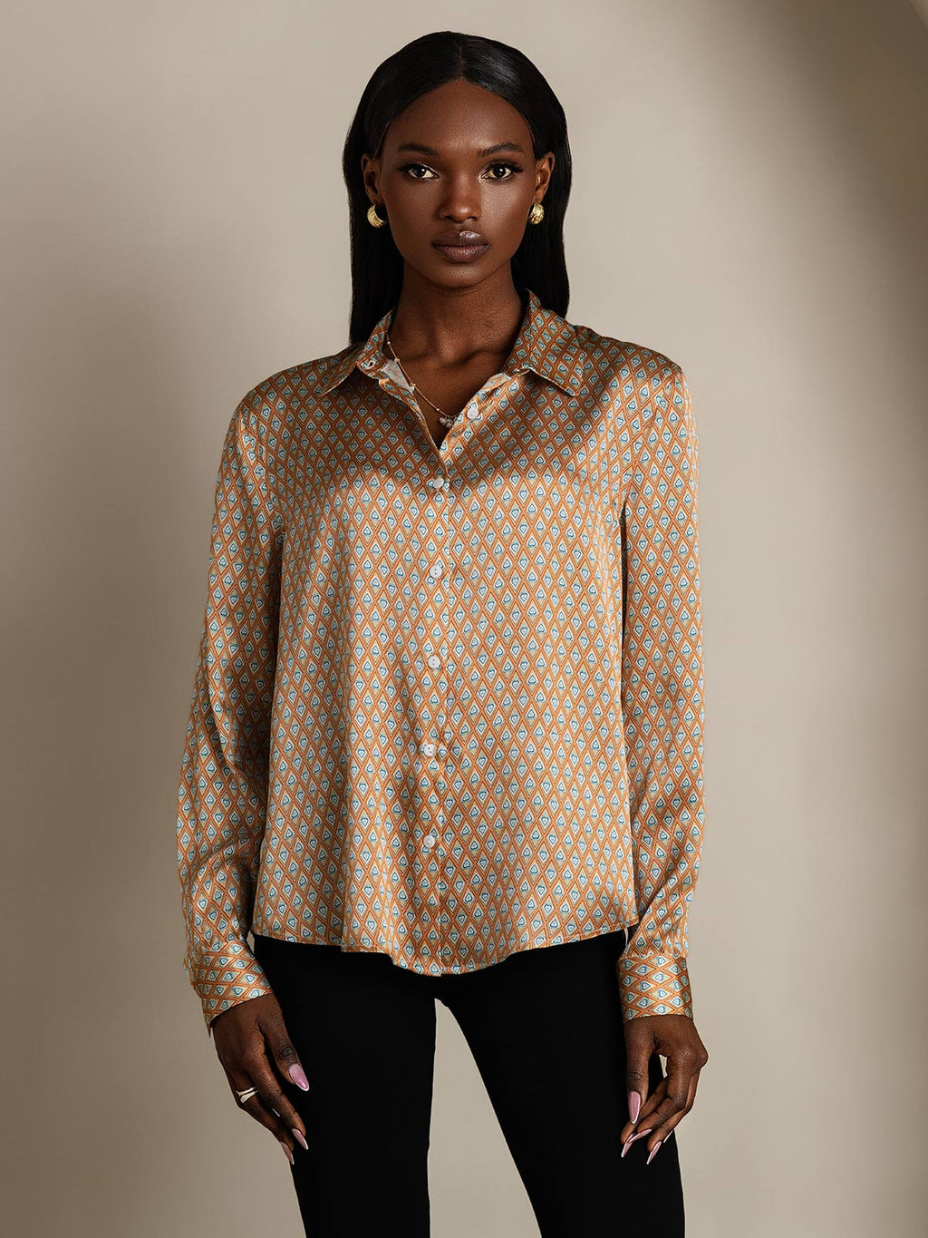 Women's 19 Momme Silk Long Sleeves Button-Up Shirt