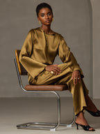 19Momme Silk Bell Sleeve Boat Neck Women's Top