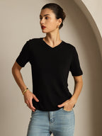 Pure Silk V-Neck Women's T-Shirt