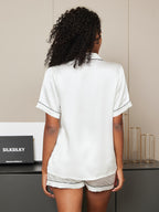 Women's 100% Mulberry Silk Short Sleeve Above the Knee Pajamas Set