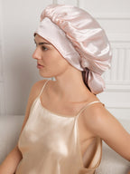 100% Mulberry Silk  Casual Bonnet with Long Ribbons (Two-tone and Double-sided)