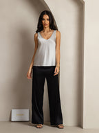 19Momme Silk Sleeveless V Neck Women's Tank Top with V Back Design