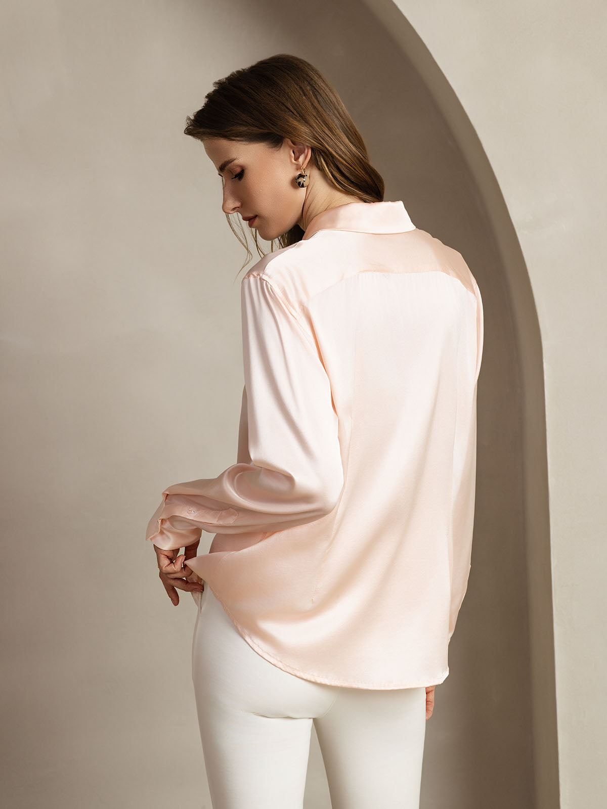 Women's 19 Momme Silk Long Sleeves Button-Up Shirt