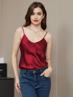 100% Mulberry Silk V Neck Camisole Top