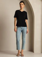 Pure Silk V-Neck Women's T-Shirt