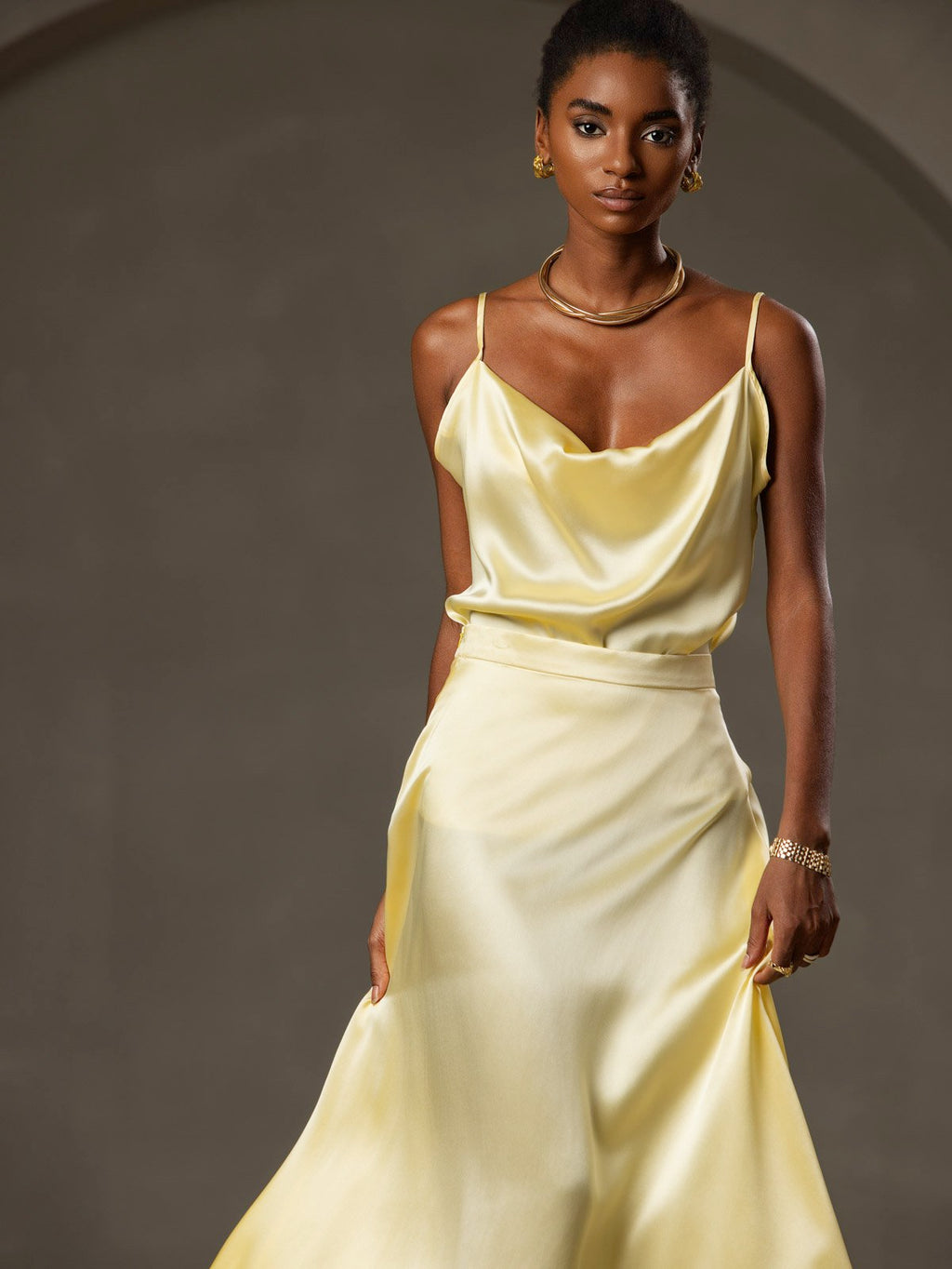 19Momme Silk Cowl Neck Camisole Top