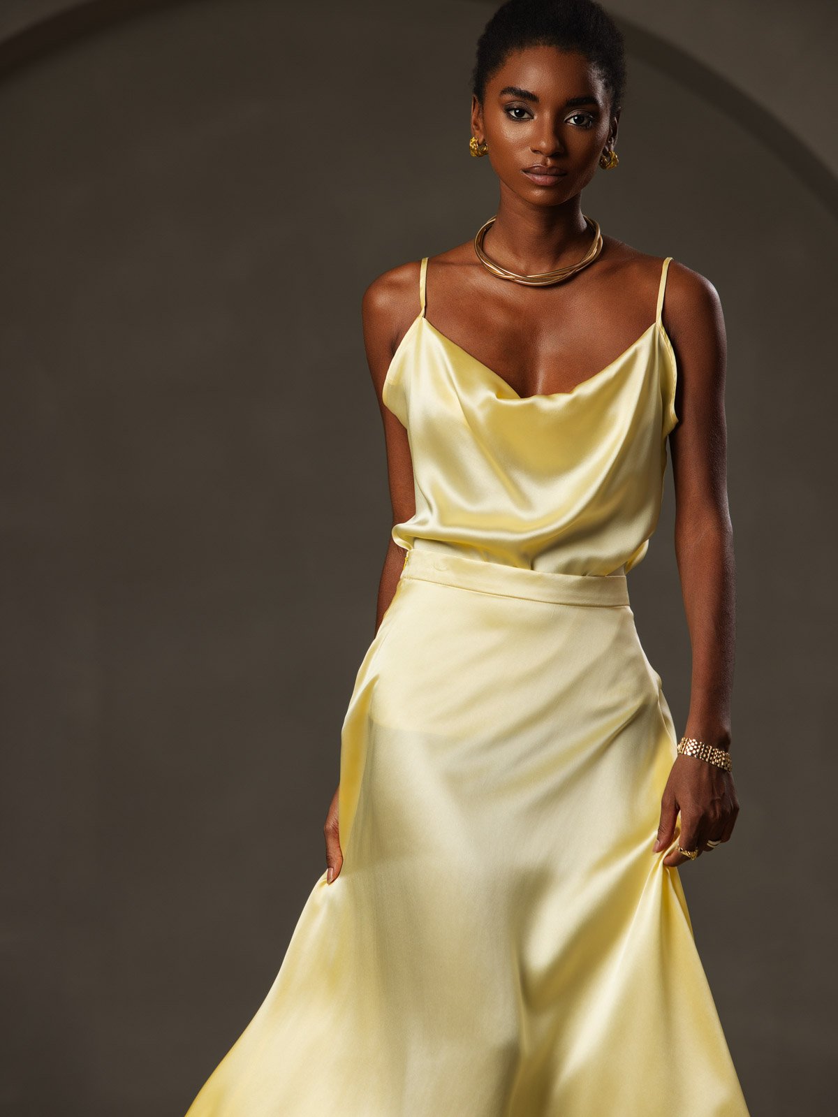 19Momme Silk Cowl Neck Camisole Top
