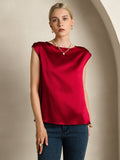 19Momme Women's Silk Cap Sleeve Round Neck Top