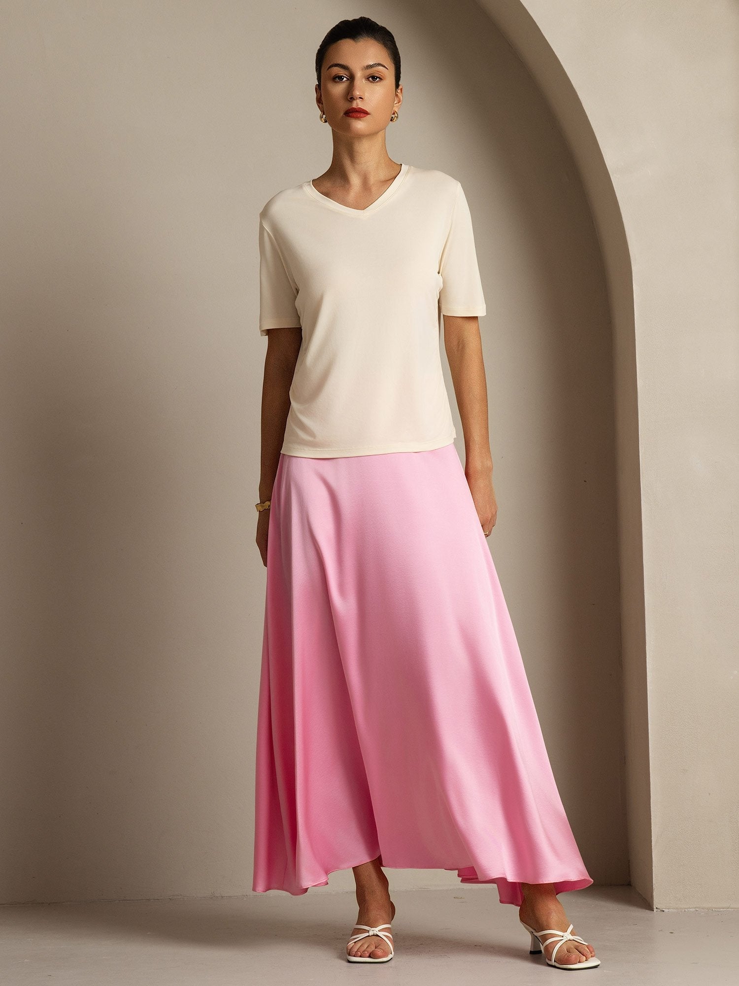 Pure Silk V-Neck Women's T-Shirt