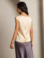 19Momme Silk Cap Sleeve Round Neck Women's Top