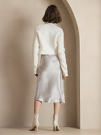 100% Mulberry Silk Stretch Long Straight Skirt