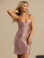 100% Mulberry Silk Spaghetti Strap Short Nightgown