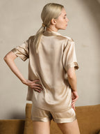 100% Mulberry Silk Women's Short Sleeve Notch Collar Pajamas Set