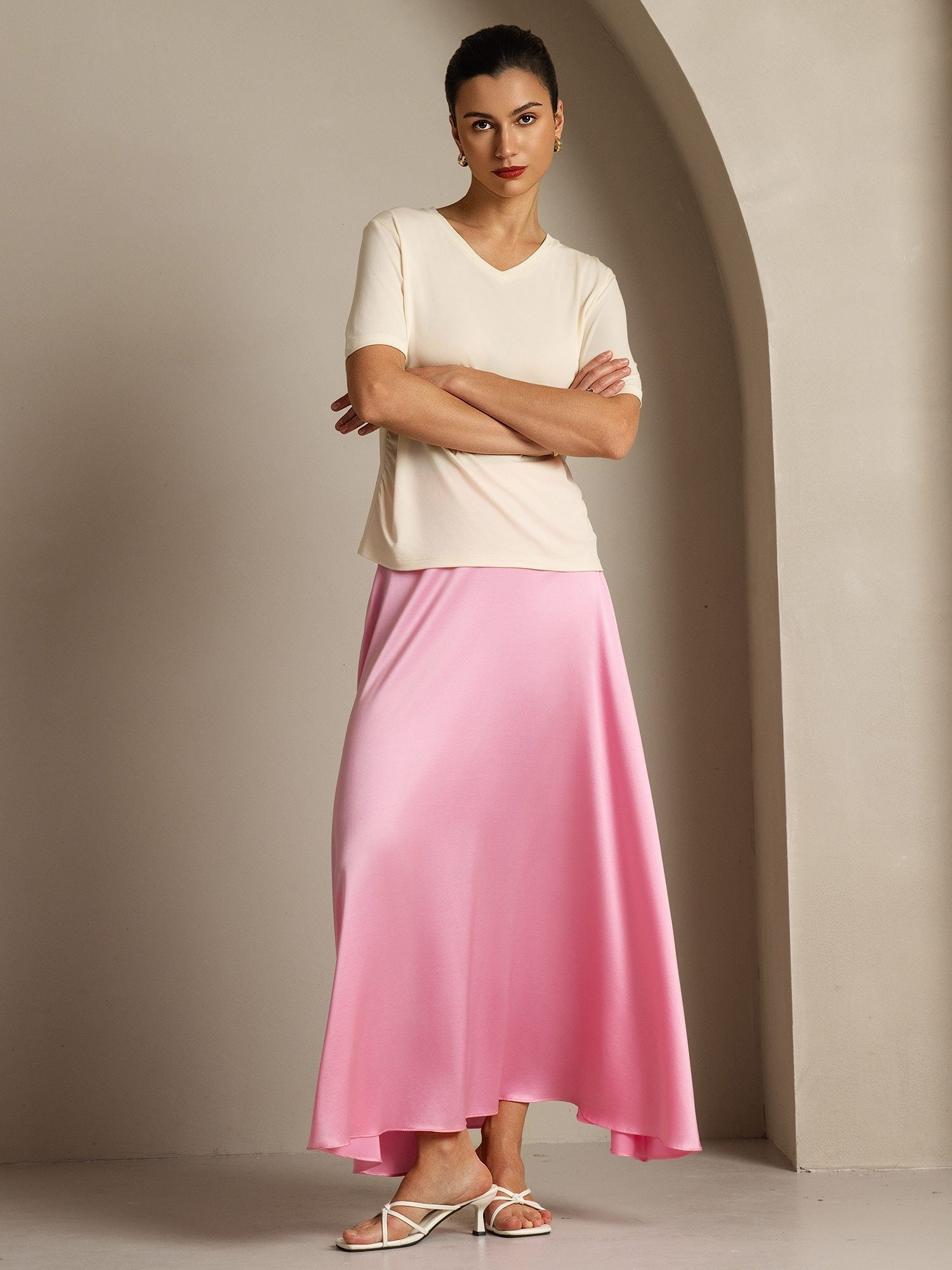 Pure Silk V-Neck Women's T-Shirt