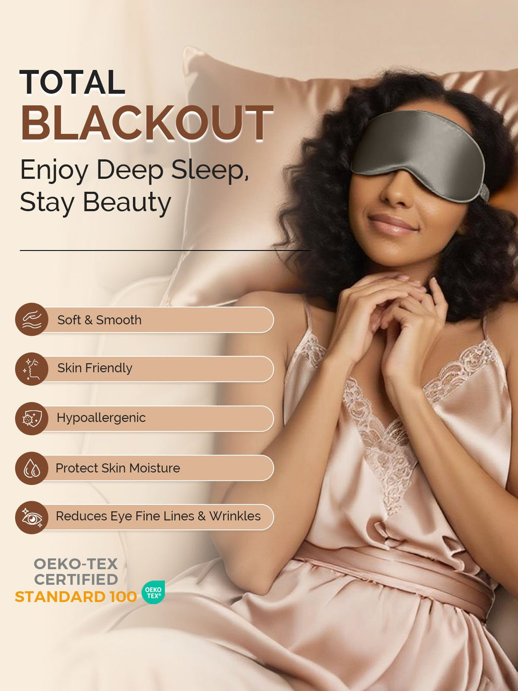 22Momme Pure Silk 3D Contoured Adjustable Eye Mask