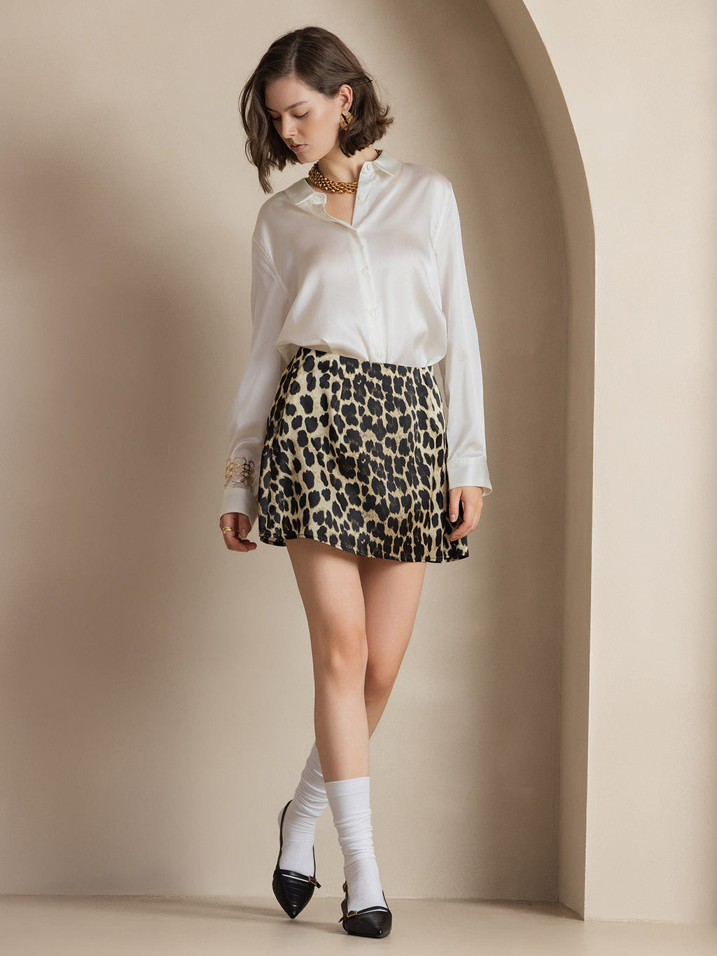 Women's 19 Momme Silk Long Sleeves Button-Up Shirt