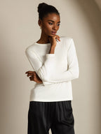 Women's Pure Silk Long Sleeve Round Neck Top