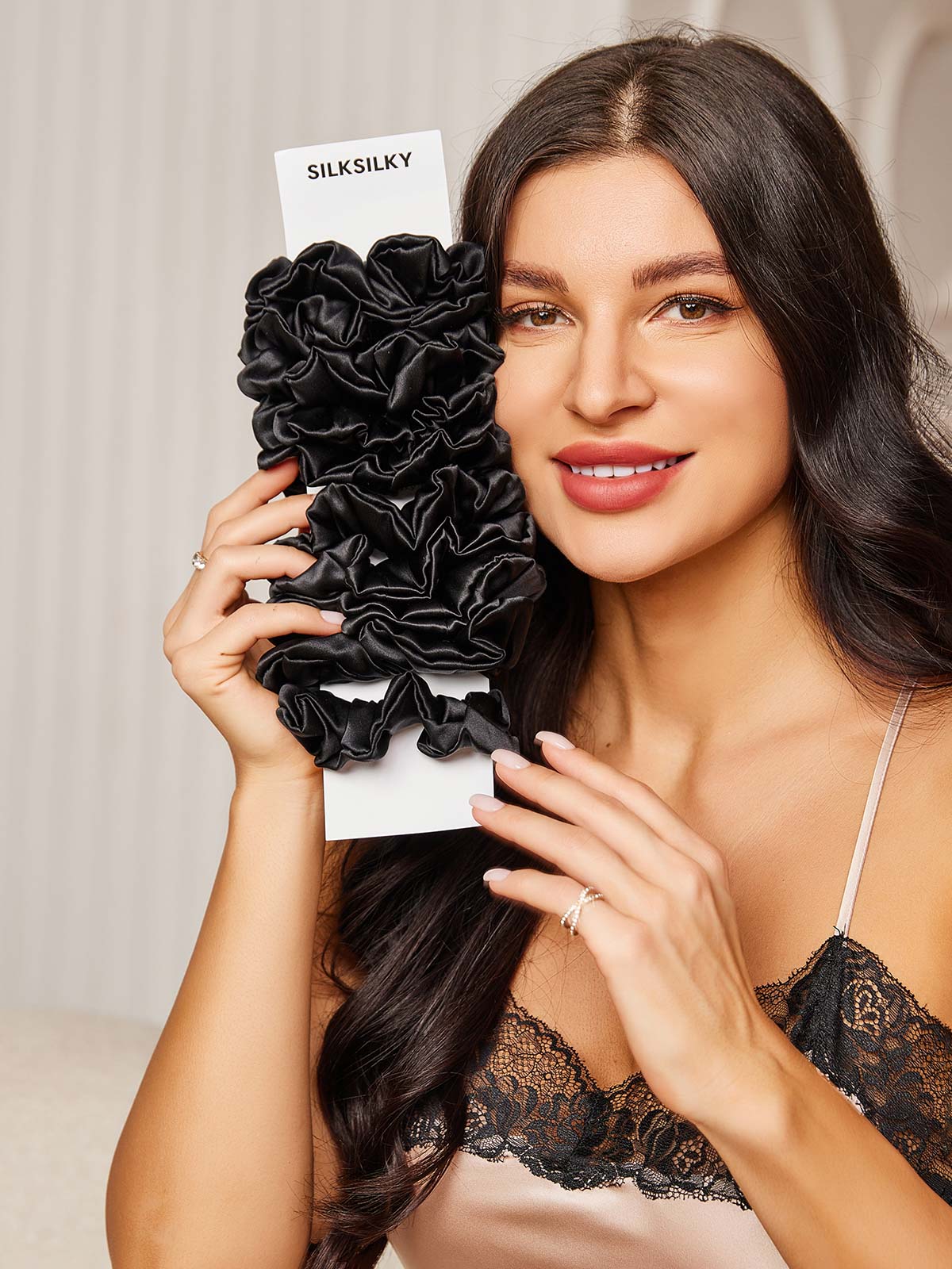 10Pcs Bundle Pure Silk Large Hair Scrunchies - 3.5cm