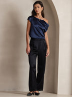 19Momme Silk High Waist Wide Leg Pleated Women's Pants