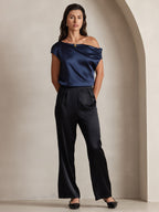 19Momme Silk High Waist Wide Leg Pleated Women's Pants