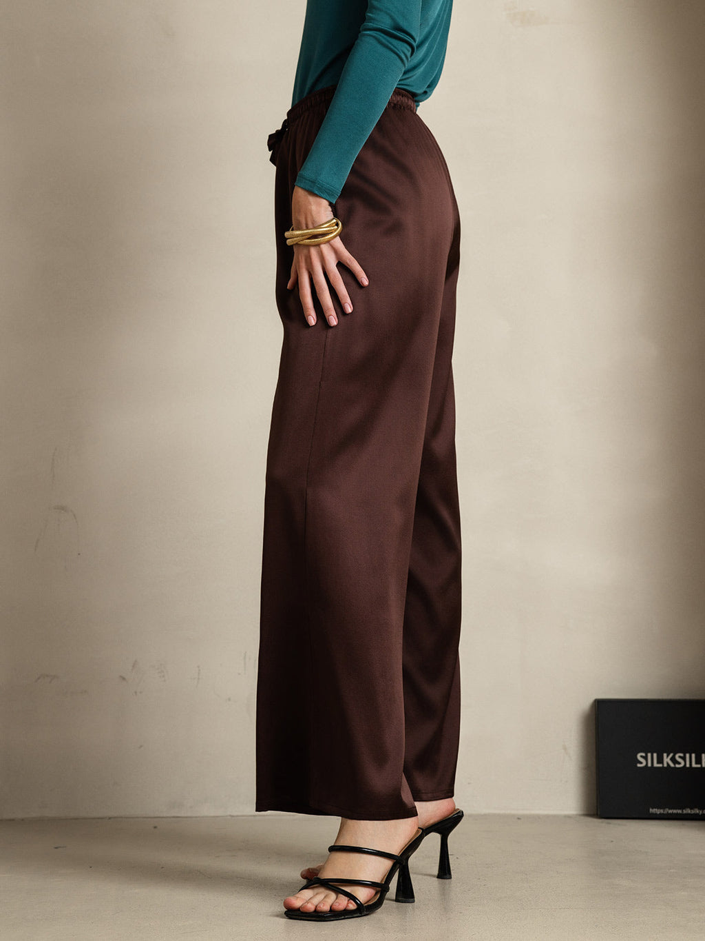 100% Mulberry Silk Wide Leg Women's Pants