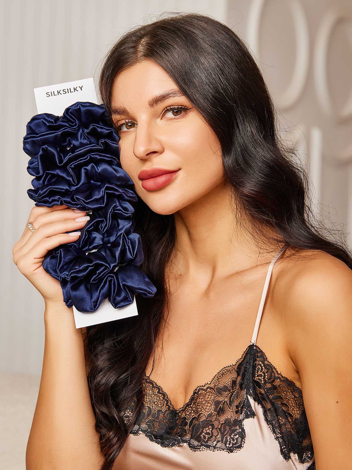 10Pcs Bundle Pure Silk Large Hair Scrunchies - 3.5cm