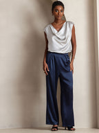 19Momme Silk High Waist Wide Leg Pleated Women's Pants