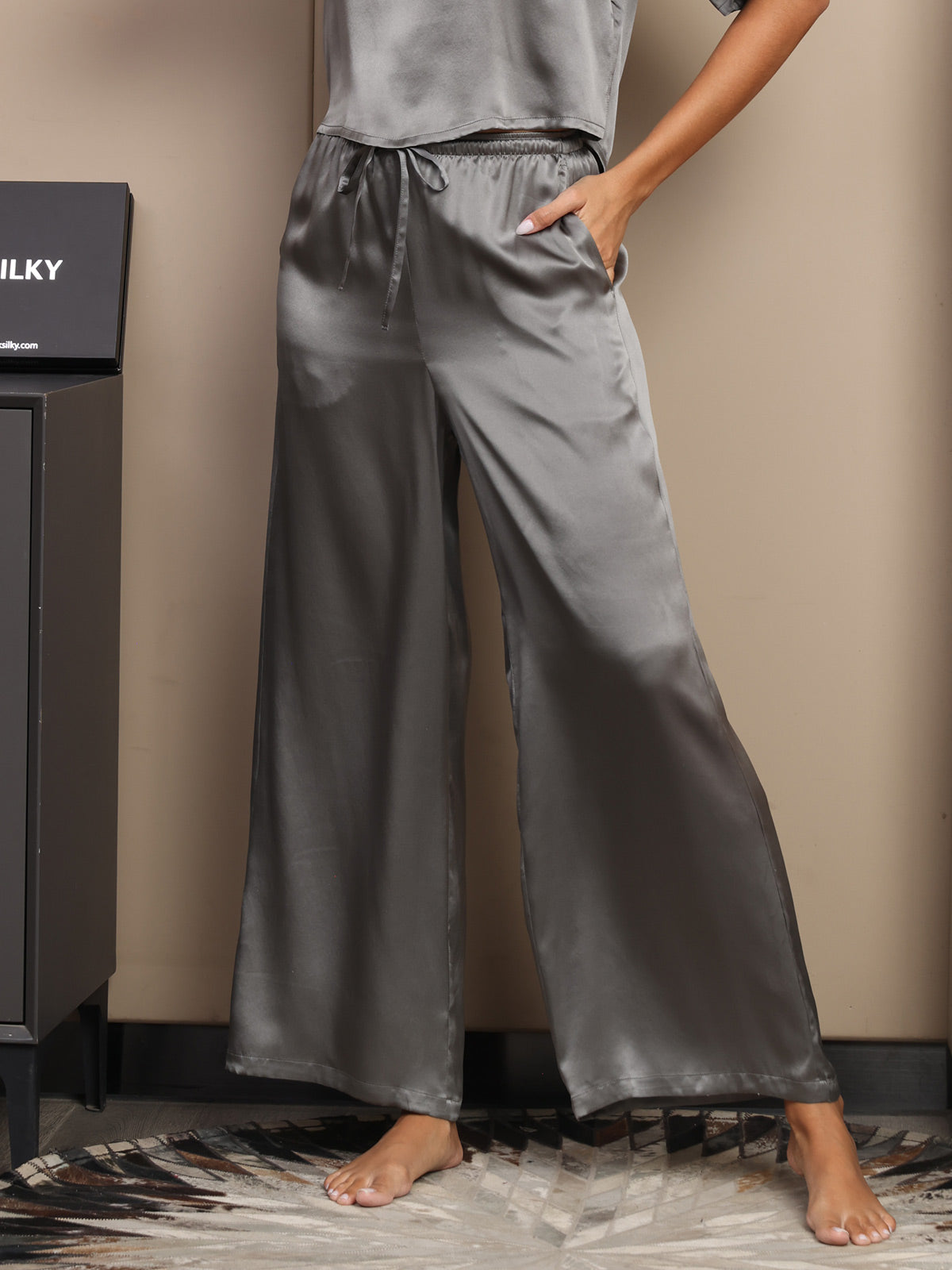 100% Mulberry Silk Wide Leg Women's Pants